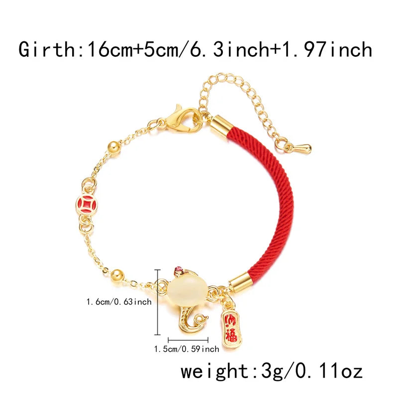 Snake Year Luck Bracelet Women Blessing Amulet in USA