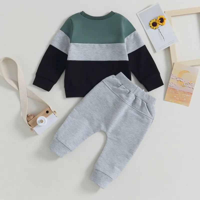 Newborn Baby Boy Pant Sets Autumn Clothes Contrast Color in USA