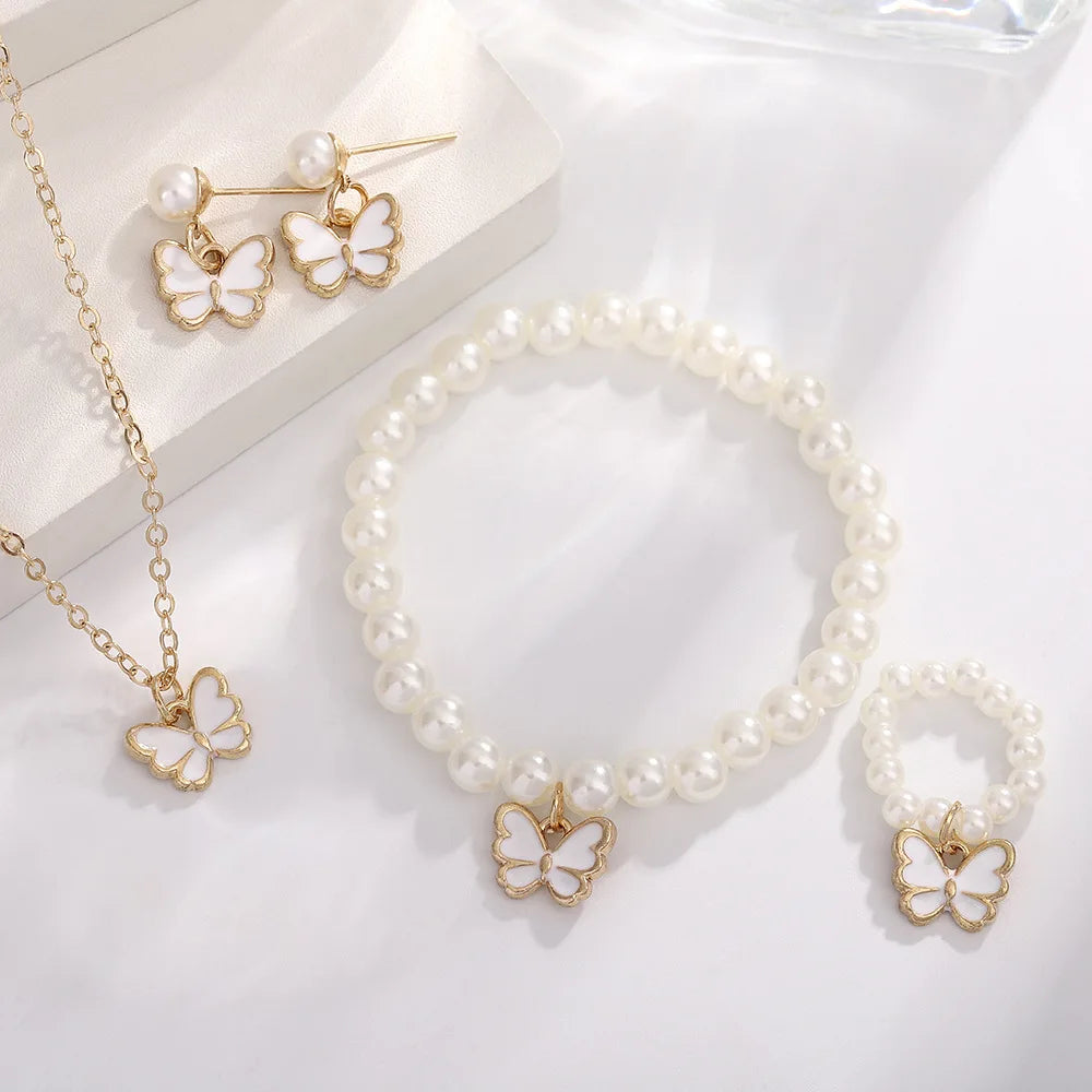 Pendant Imitation Pearl Necklace Bracelet Earring Women in USA