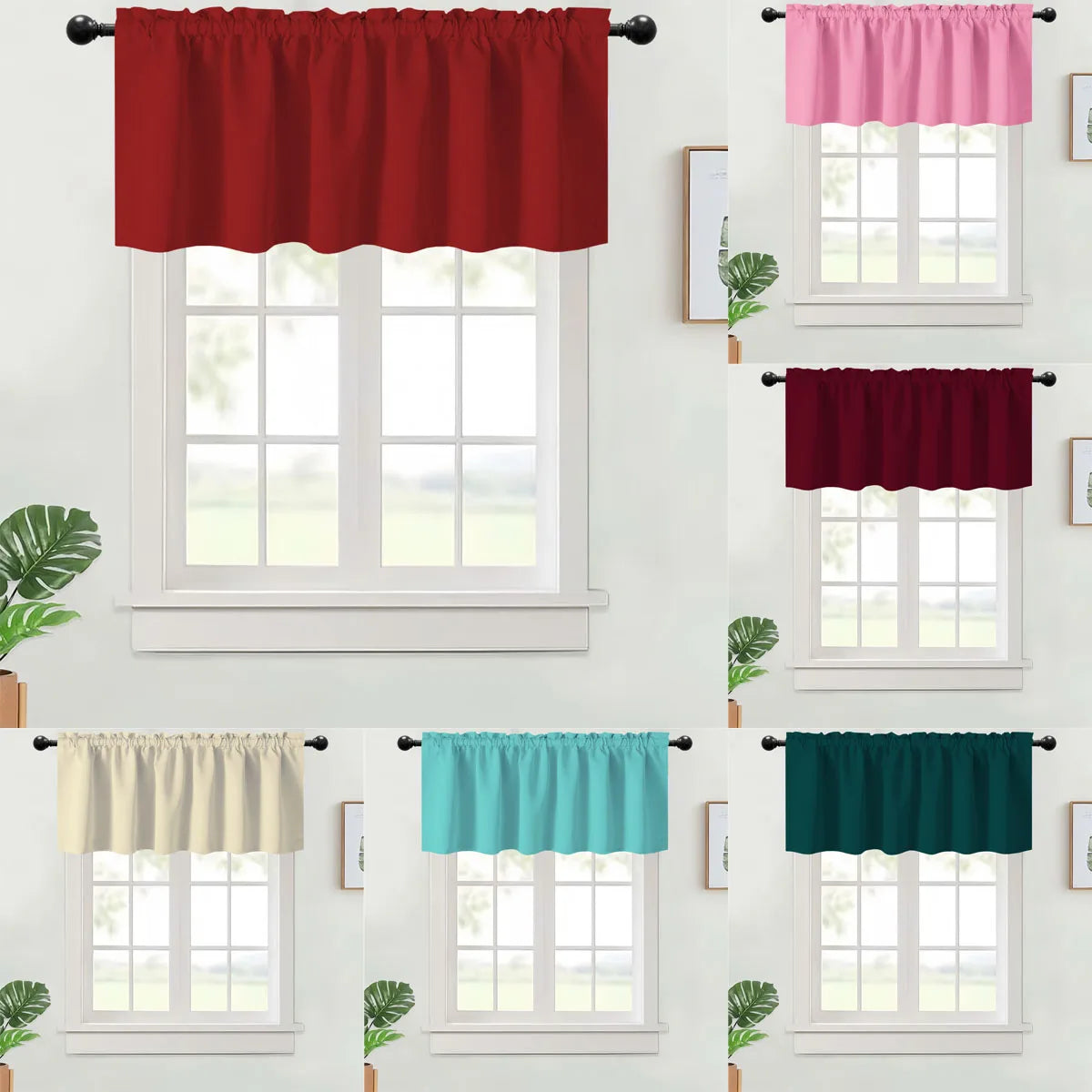 Valance Curtains Blackout Thermal Insulated Rod Pocket Window in USA