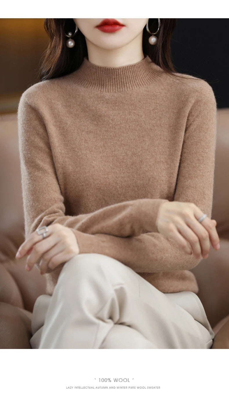 Pure Wool Half-neck Pullover In Autumn And Winter New Cashmere in USA