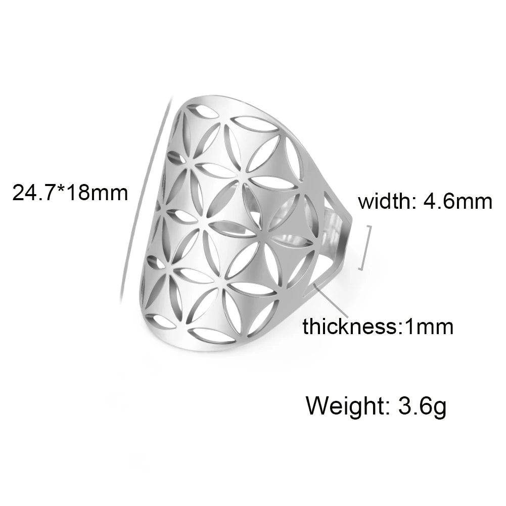 Unift Scared Geometry Flower Life Ring Adjustable Stainless Steel Ring in USA