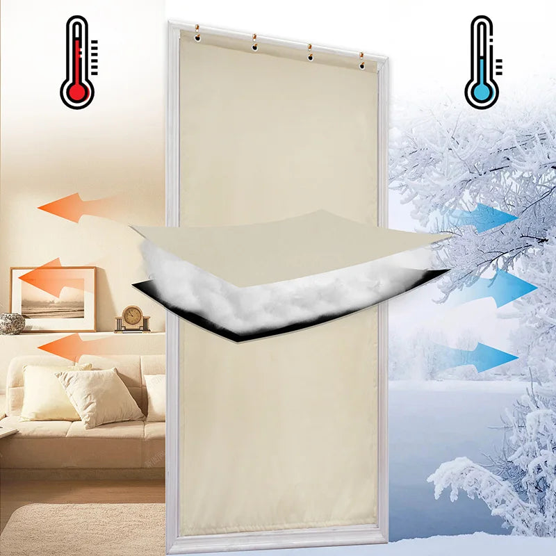 Warm Waterproof Quilted Door Curtain Self-Adhesive in USA