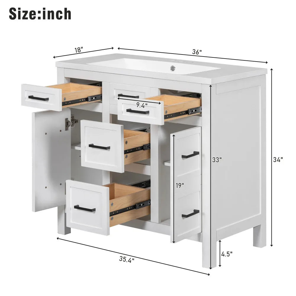 Bathroom Vanity Cabinet with Resin Integrated Sink in USA.