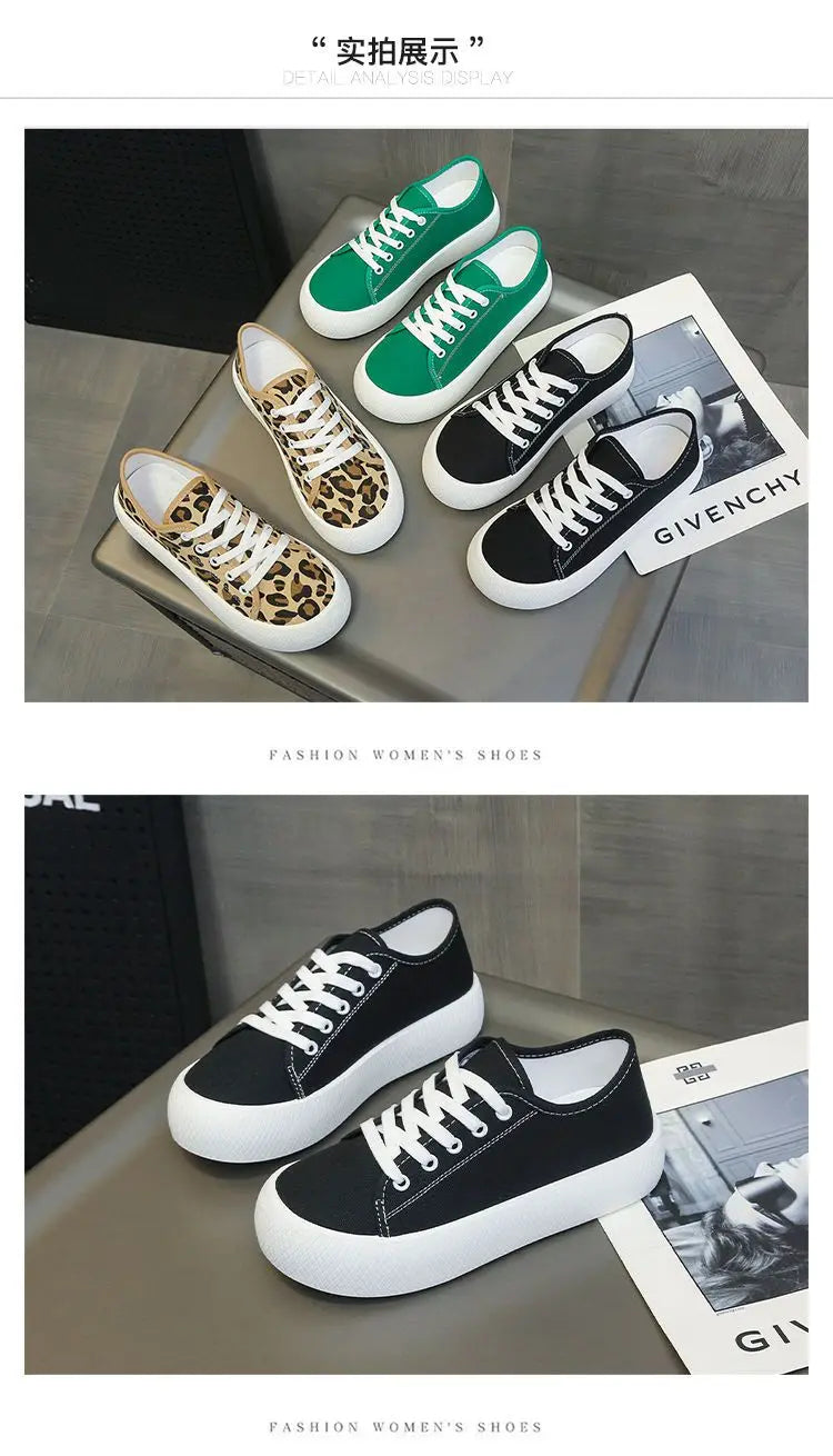 Stylish Leopard Print Sneakers Women Spring Chunky Canvas Shoes in USA