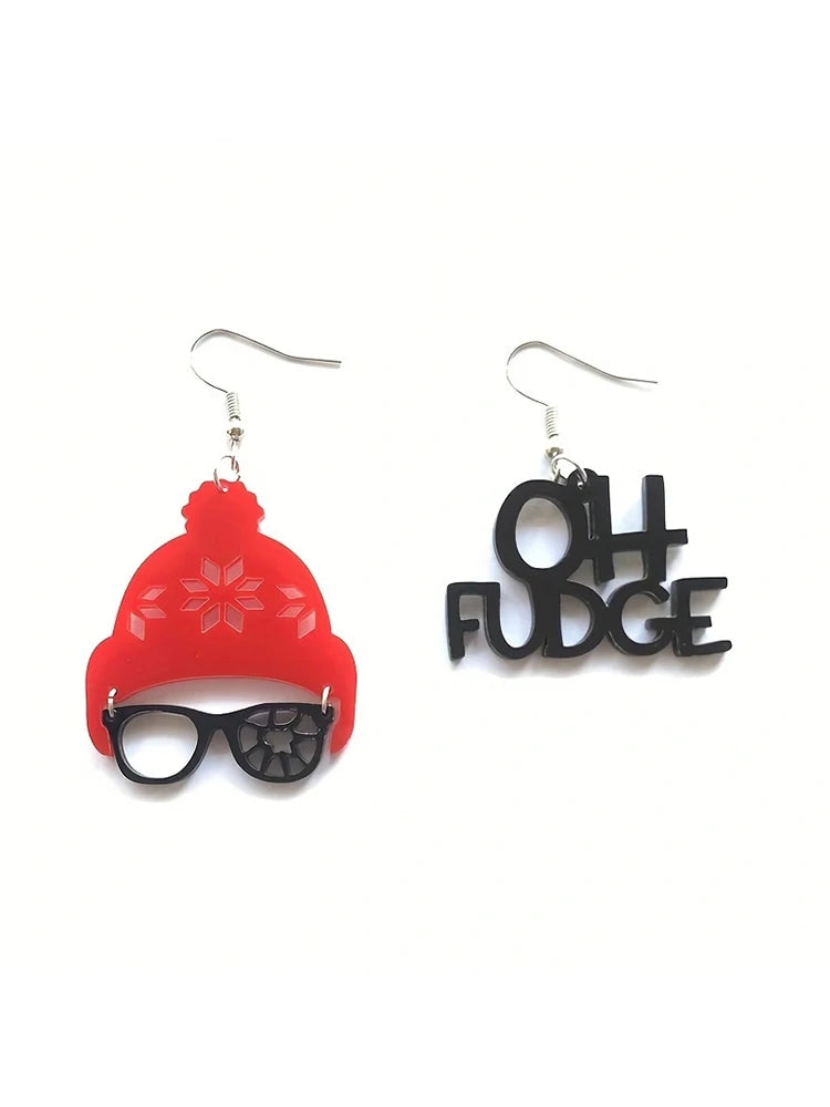 Vintage Oh Fudge Asymmetric Earrings Creative Acrylic in USA