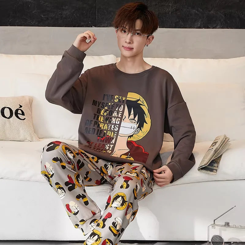 One Piece Pajamas Sets Anime Luffy Soft Comfortable Man in USA