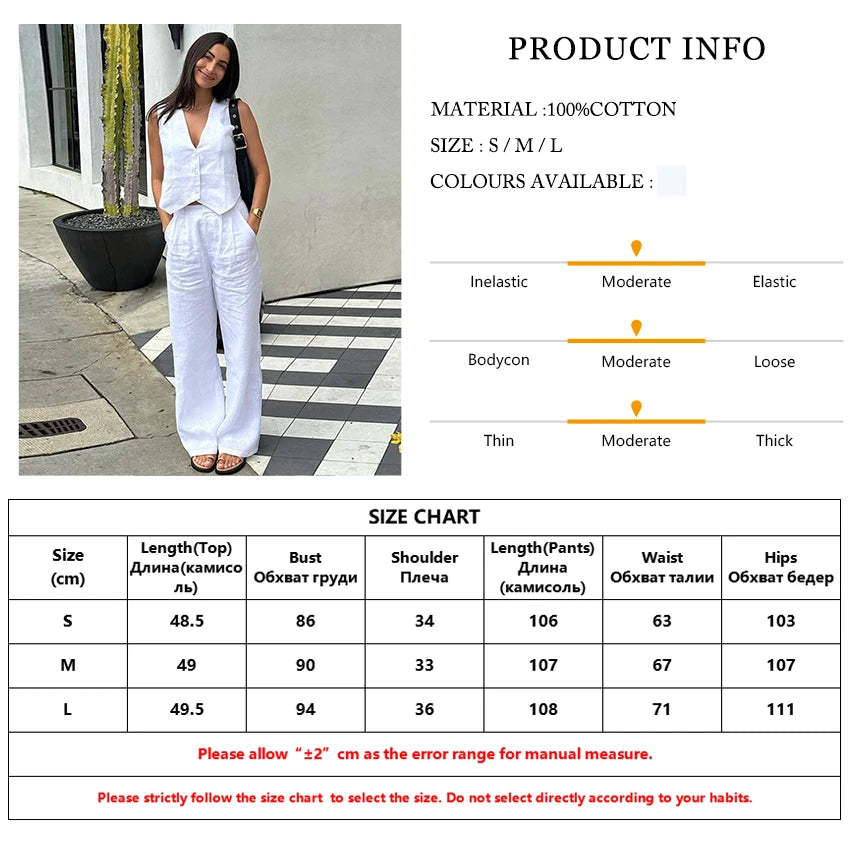 Clacive Summer White Linen Two Piece Set For Women 2023 Fashion Sleeve