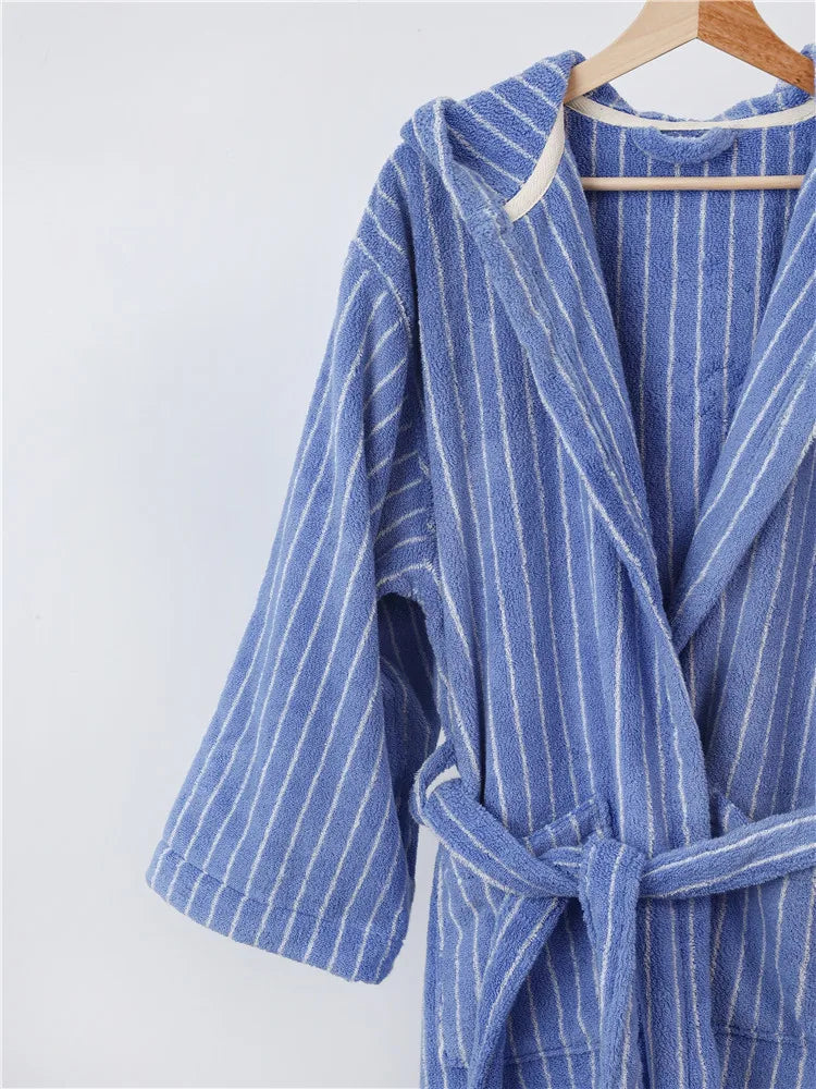 Fashion Striped Bathrobes Soft Cozy Absorbent Bath Towel