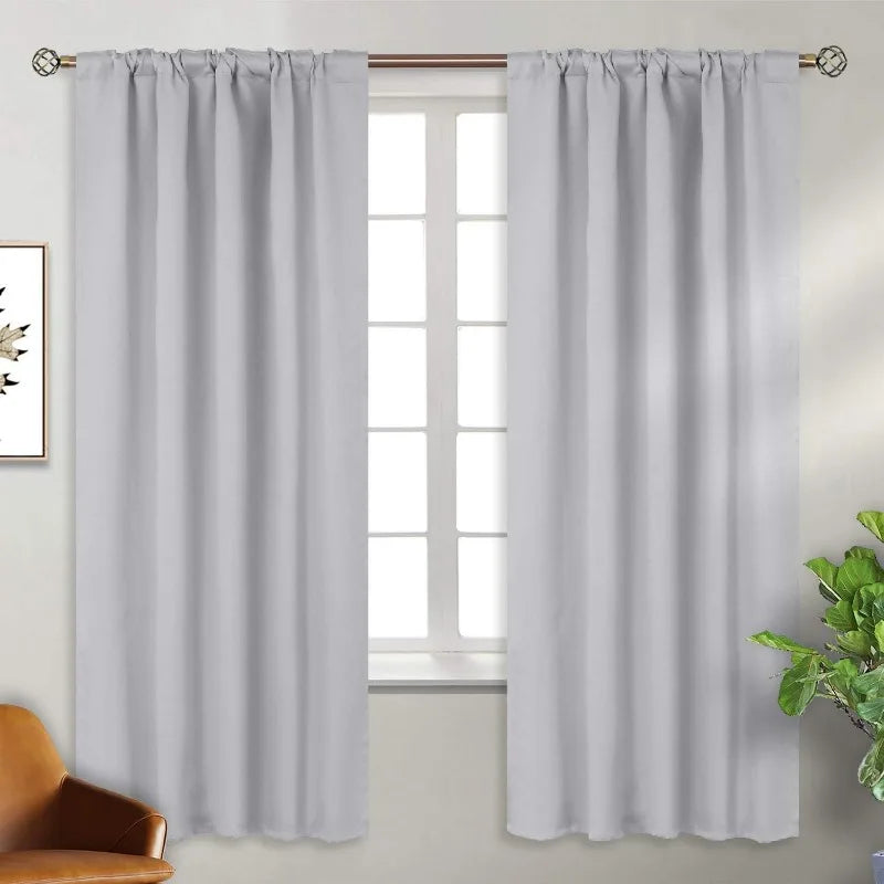 Navy Blue Elegant Blackout Curtains Rod Pocket in USA