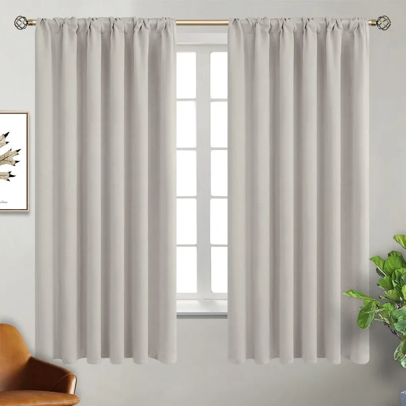 Navy Blue Elegant Blackout Curtains Rod Pocket in USA