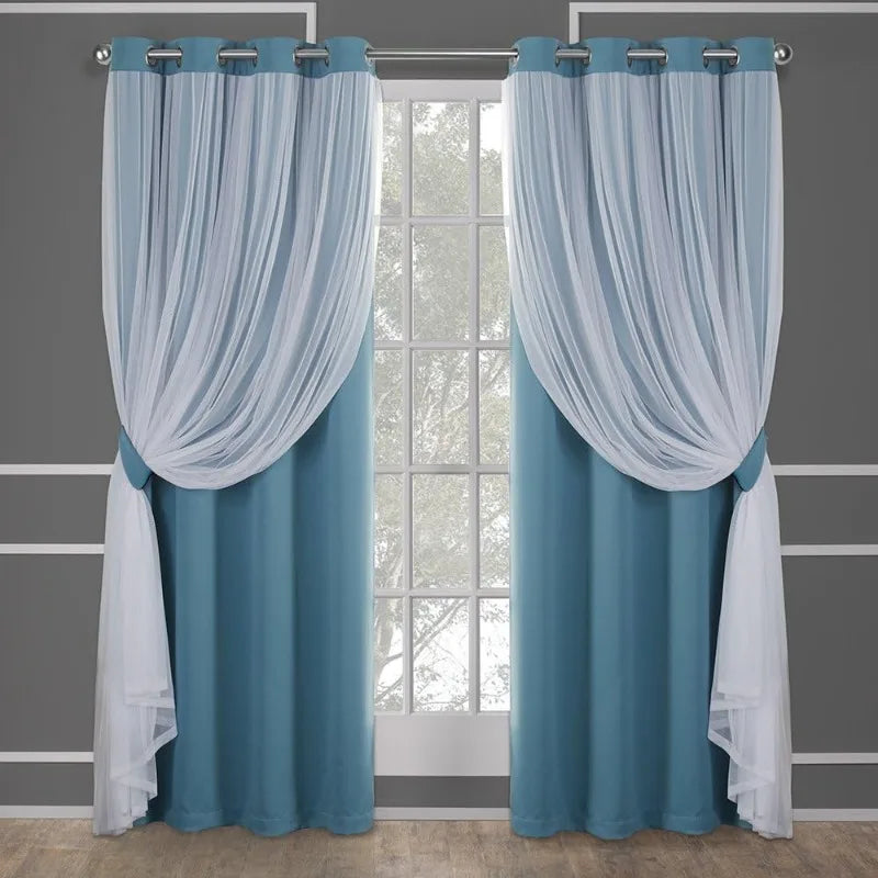 Layered Solid Room Darkening Blackout and Sheer Grommet in USA