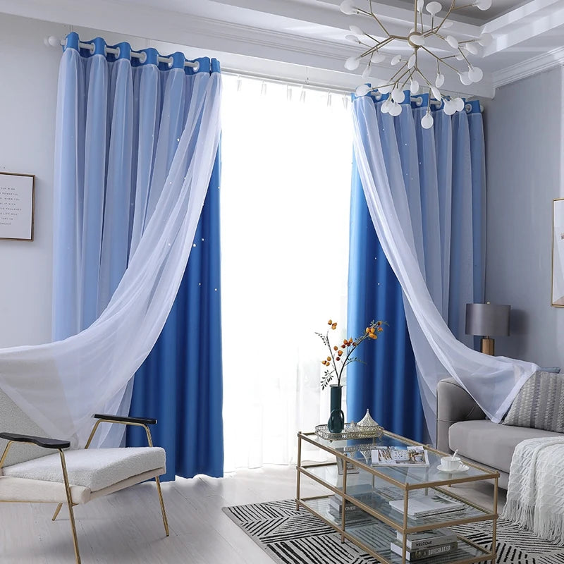 Blue Pink Blackout Kids Curtains for Bedroom Star Curtains in USA