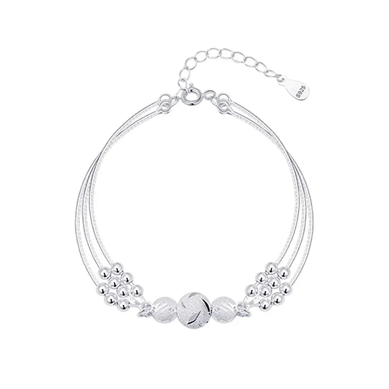 Sterling Silver Bead Charm Bracelet Women Girls in USA