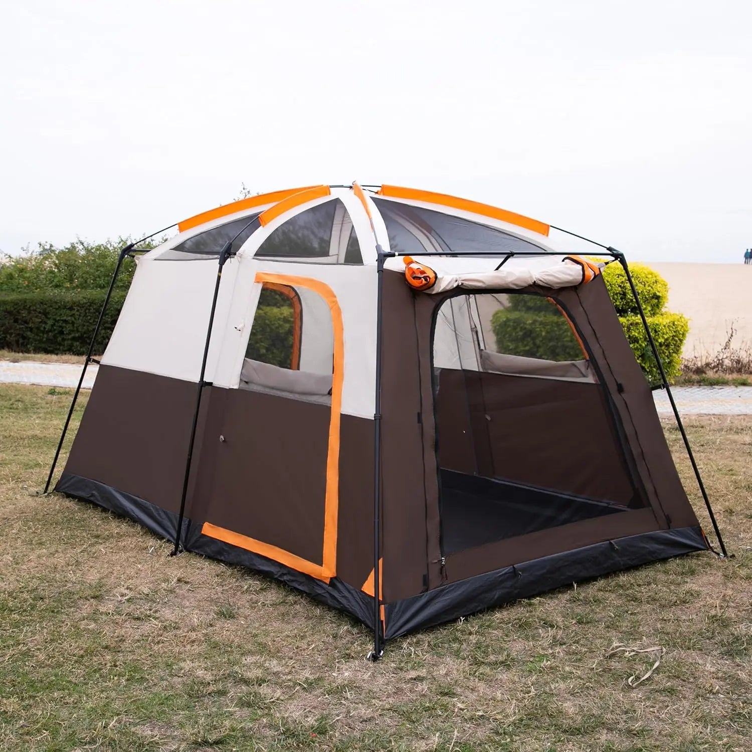 Large tent people family cabin straight wall doors windows net in USA