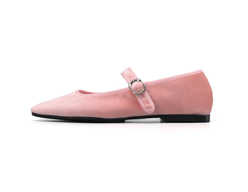 Smile Circle Velvet Mary Jane Ballet Flats Women IN USA.