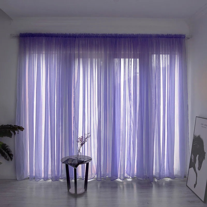 Solid White Tulle Sheer Window Curtains Living Room Bedroom in USA