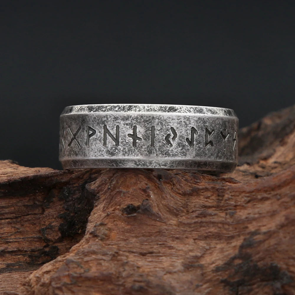 Vintage Simple Stainless Steel Viking Runes Ring in USA