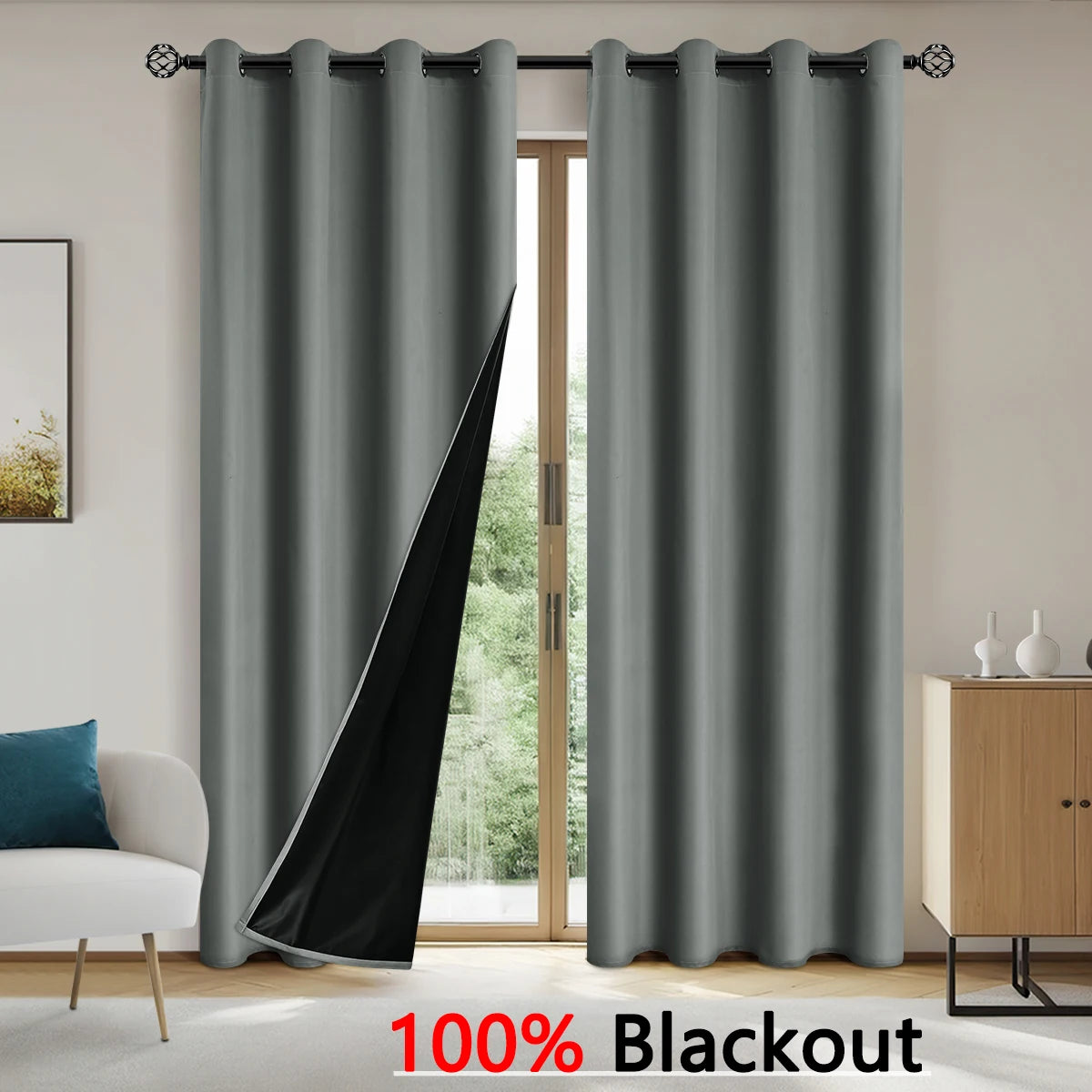 Solid color full shading sun protection Blackout curtains in USA