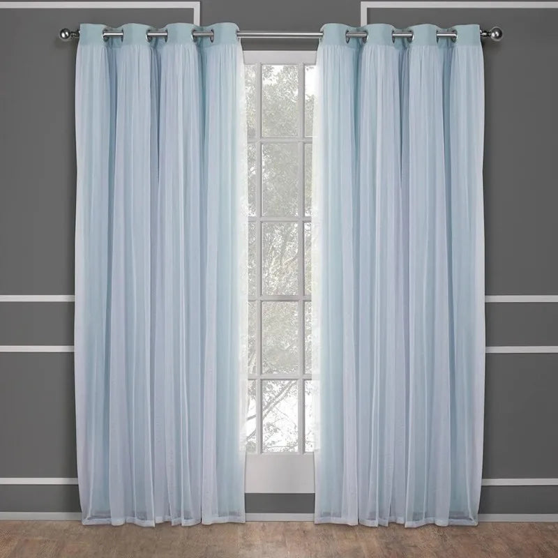 Layered Solid Room Darkening Blackout and Sheer Grommet in USA