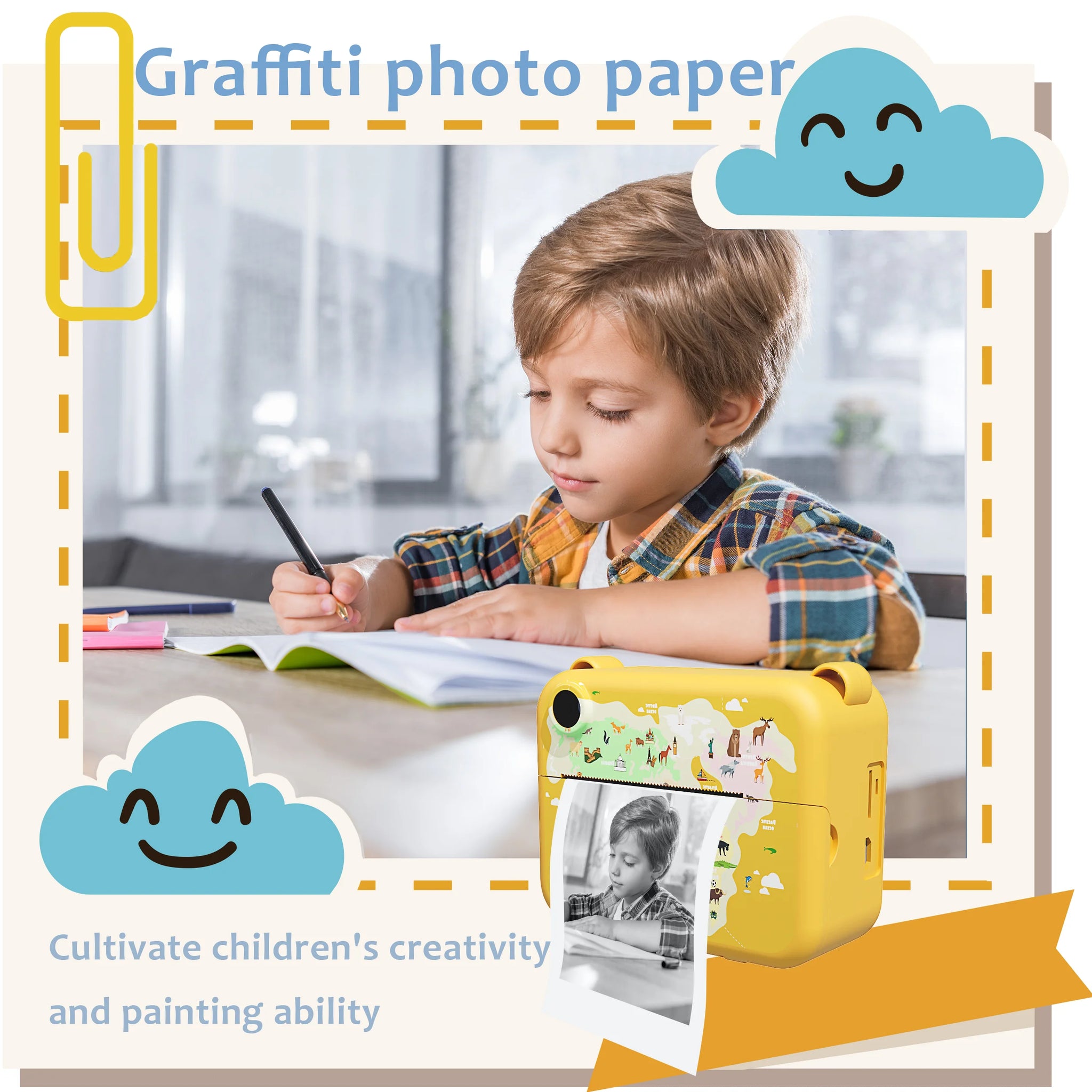 Instant Print Camera For Kids, Christmas Birthday Gifts HD Digital Vid