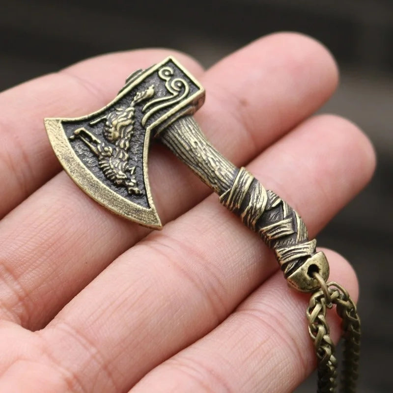 Prairie Wolf Double Sided Viking Tomahawk Pendant Necklace in USA