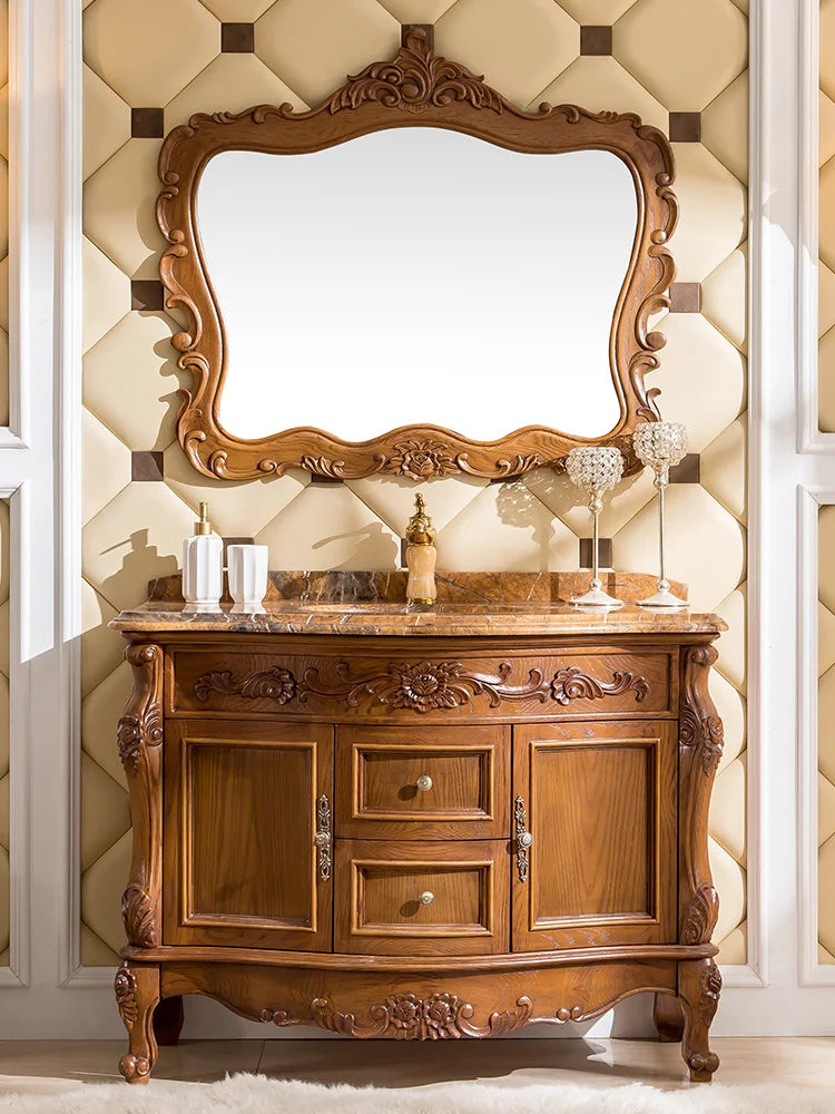 Aoweiguan European-Style Bathroom Cabinet Oak Solid Wood in USA.