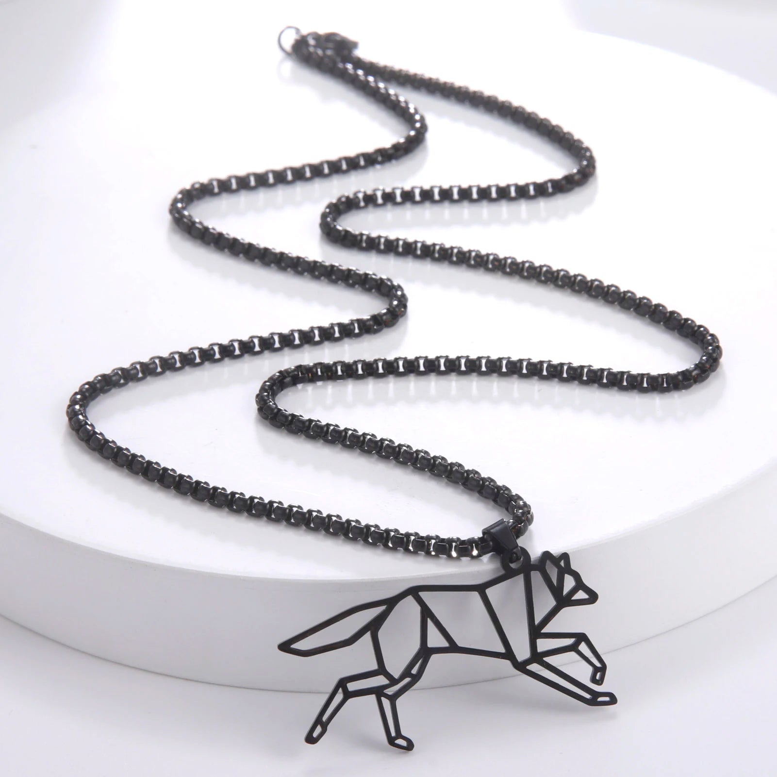 Unift Black Color Wolf Pendant Necklace Men Boy Stainless in USA