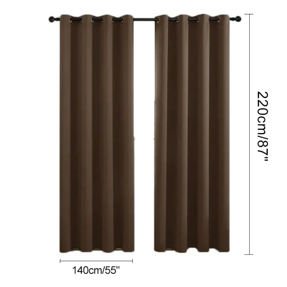 Thickened Blackout Curtains A Pair Push Pull Rings in USA