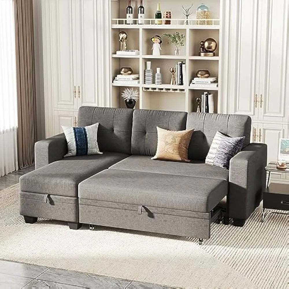 Sleeper Sofa Bed L Shaped Sectional Couch Reversible IN USA.