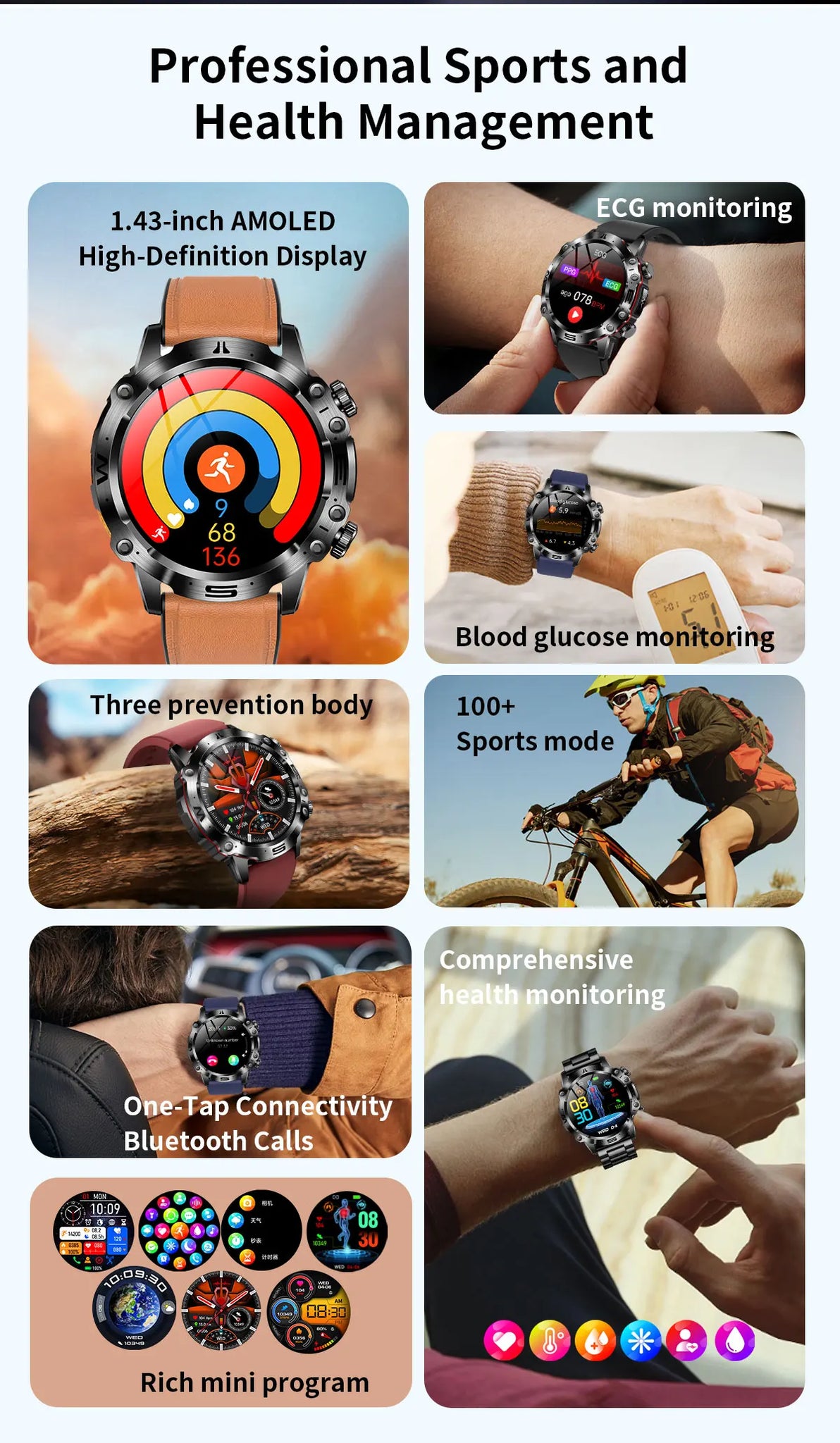 Bluetooth Call Smart Watch Men Health Blood Pressure IN USA.