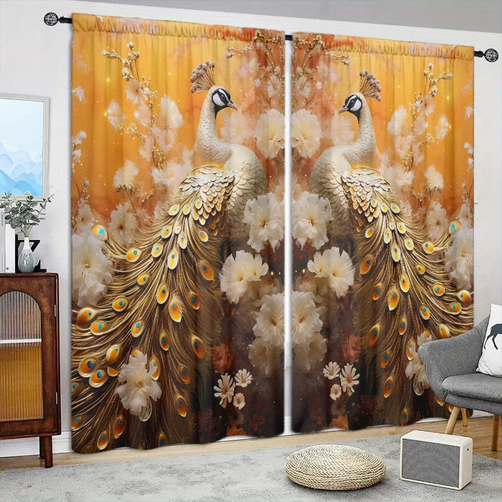 Luxury Style Peacock Printed Curtain Home Decor in USA