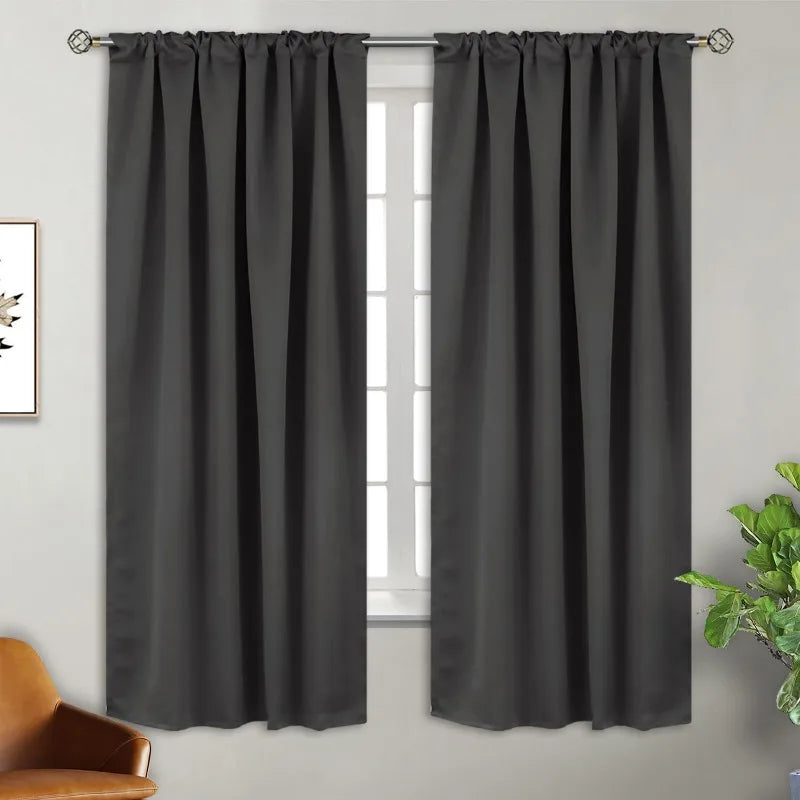 Navy Blue Elegant Blackout Curtains Rod Pocket in USA