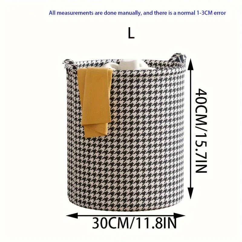 Foldable Houndstooth Laundry Hamper Fabric Storage Basket in USA