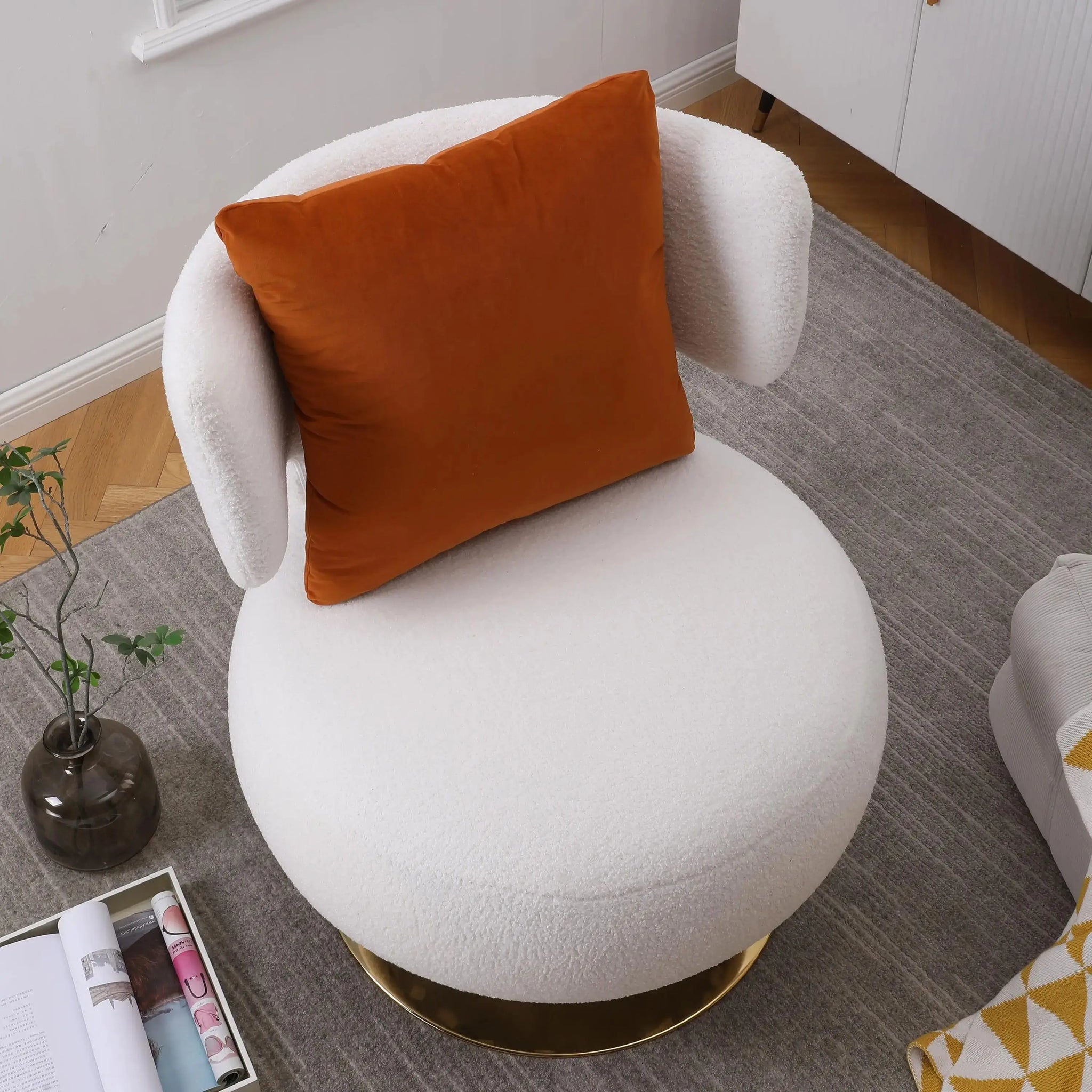 Swivel Accent Chair Armchair, Round Barrel Chair Fabric in USA.