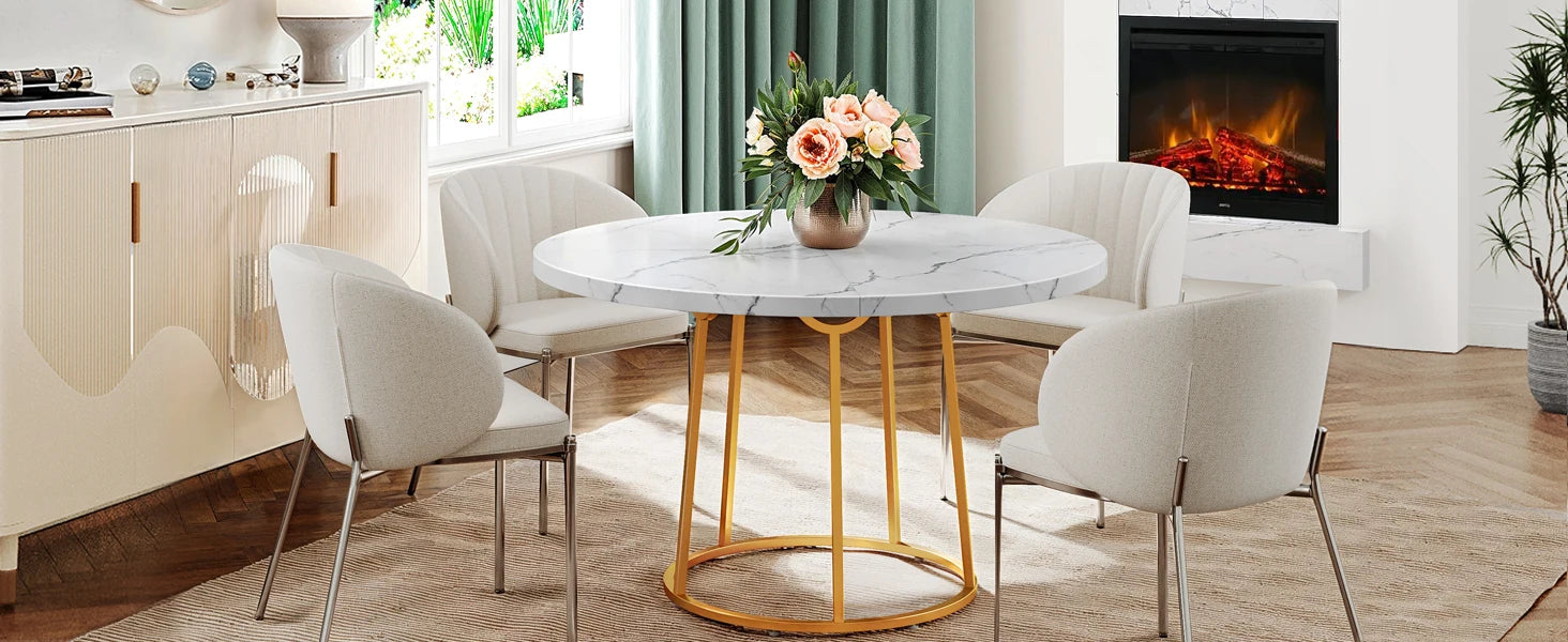 Round Dining Table Kitchen Table People Wooden Marble IN USA.