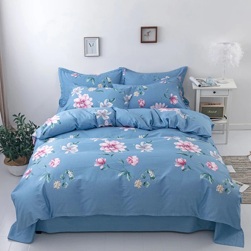 Cotton Duvet Cover Set Flower Printing Cotton Soft Pillowcase Bedding in USA