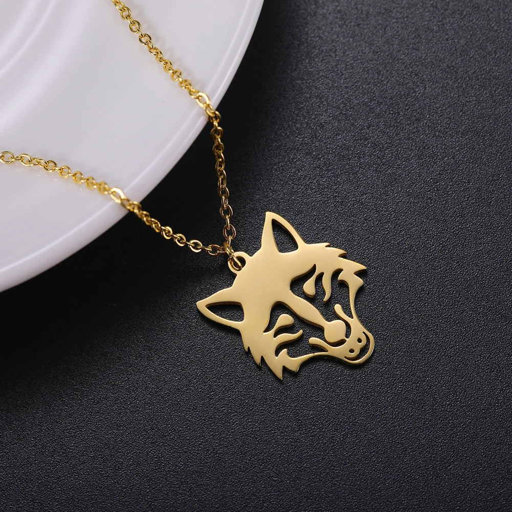 Unift Black Color Wolf Pendant Necklace Men Boy Stainless in USA