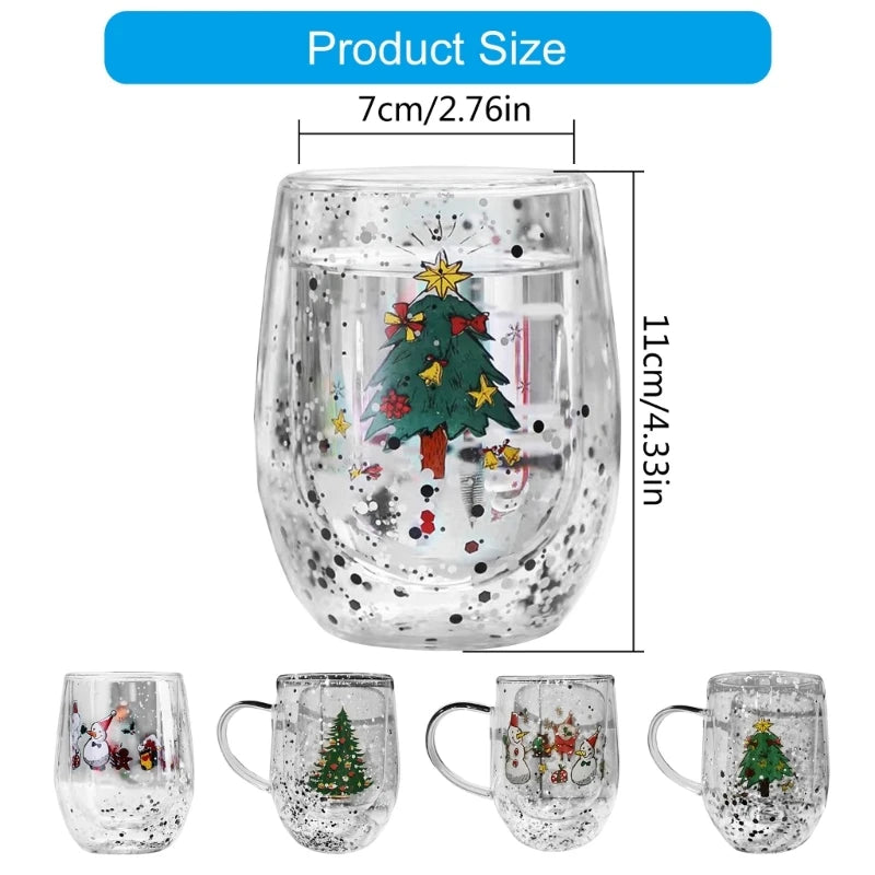 Insulated Double Walled Glass Coffee Christmas Water Cup in USA.