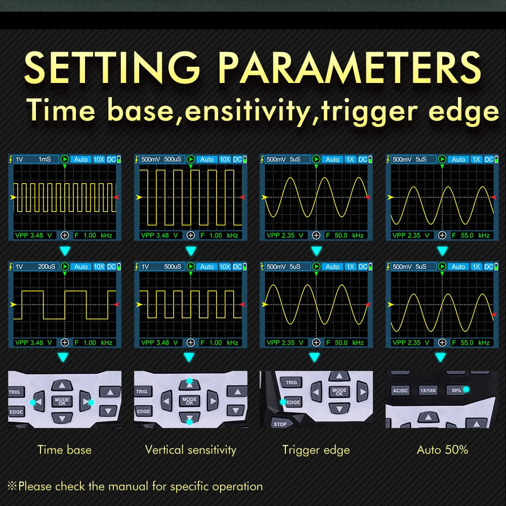 TOOLTOP ET120M 120MHz Handheld Digital Oscilloscope 1Mhz Square Wave S