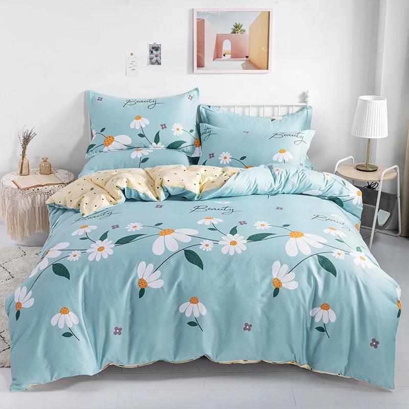 Cotton Duvet Cover Set Flower Printing Cotton Soft Pillowcase Bedding in USA