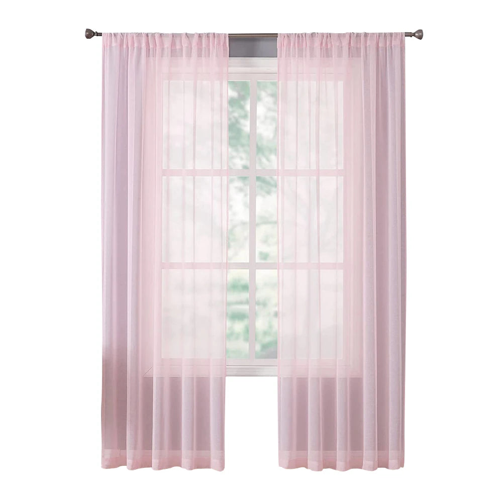 Soild Color Sheer Curtains Semi Transparent Voile Grommet in USA