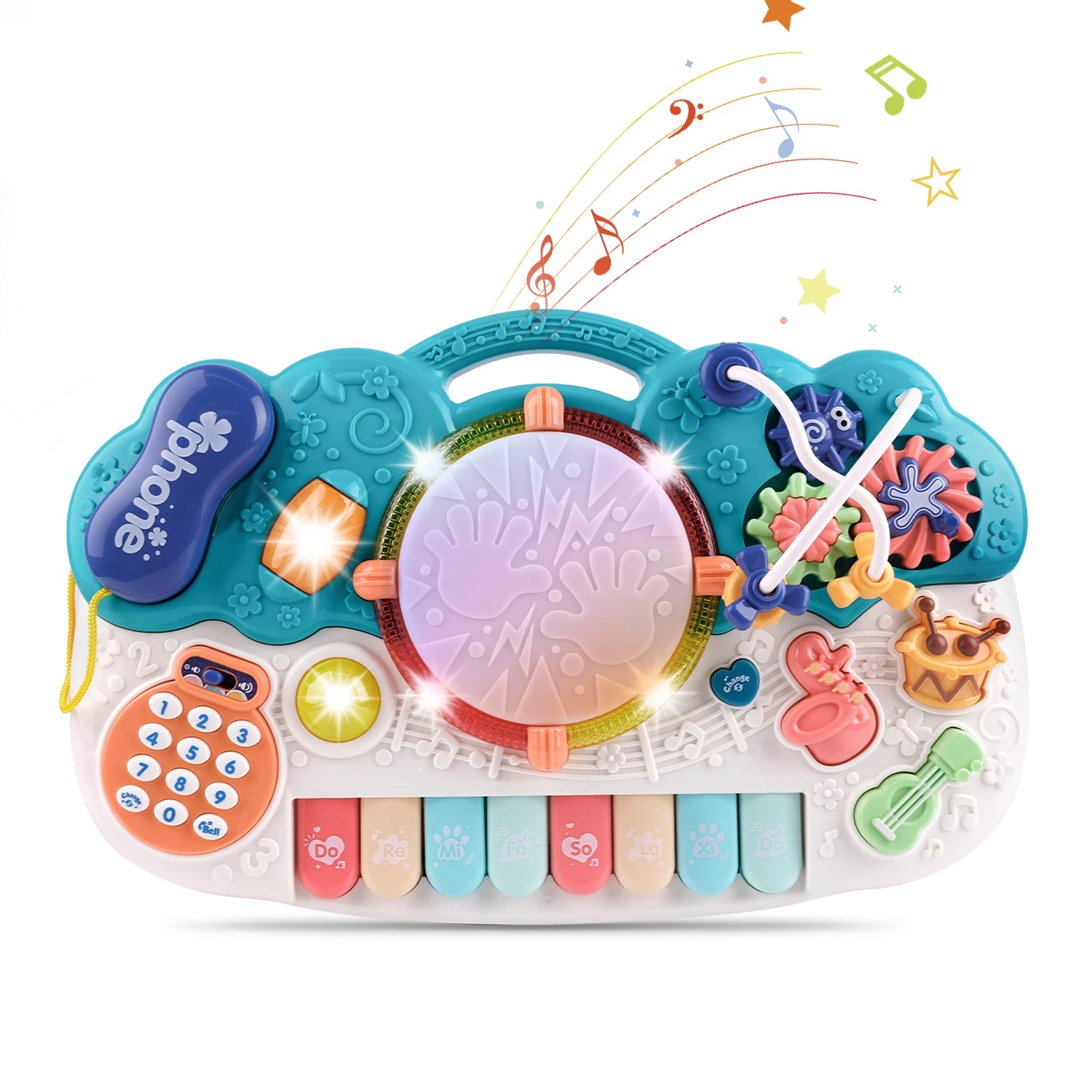 Light-Up Baby Musical Toys Piano Keyboard Drum Set Gift in USA