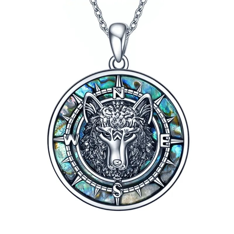 Wolf Pendant Necklace Luxury Abalone Shell Wolf Animal Jewelry in USA