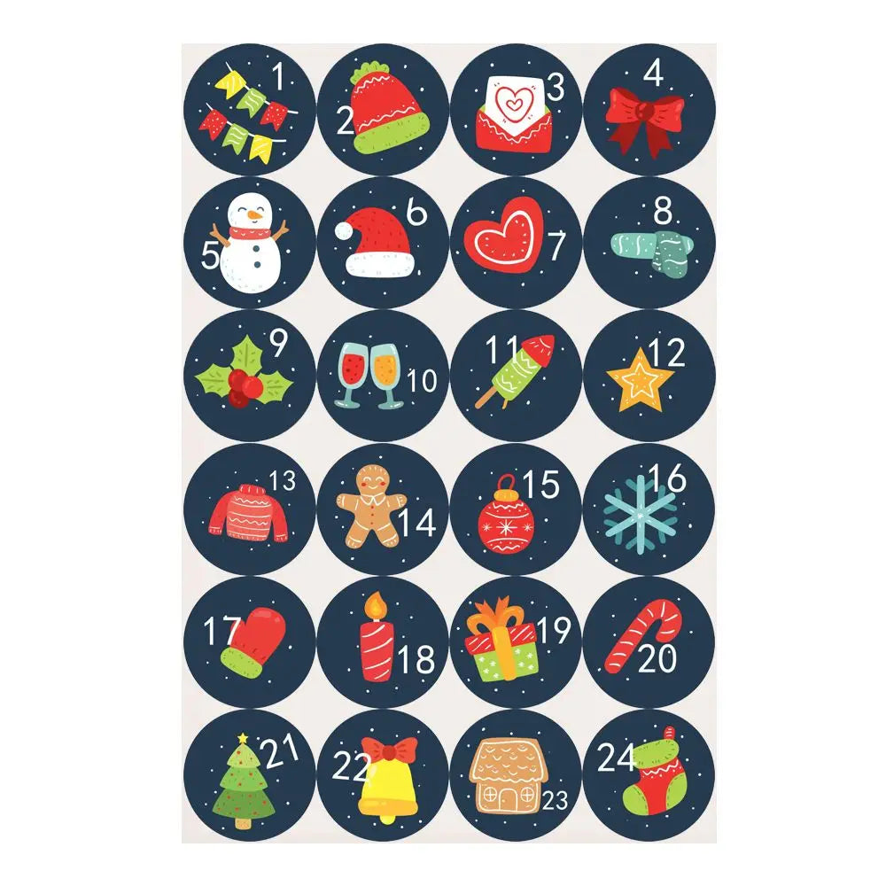 Christmas Gift Stickers Advent Calendar Number Paper