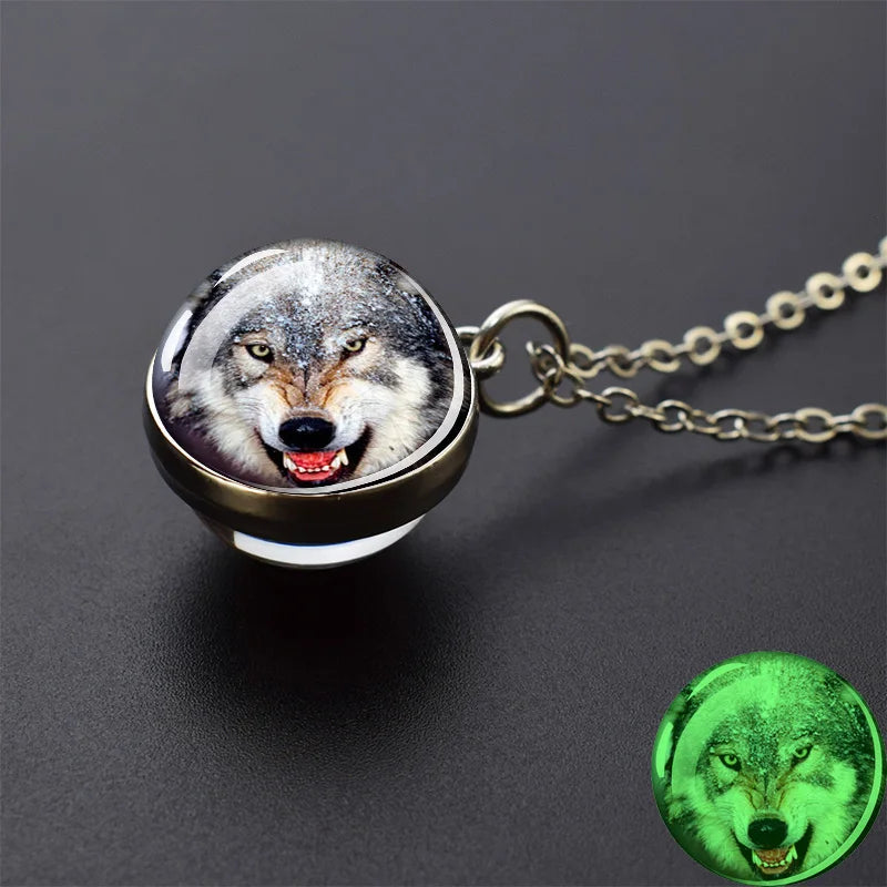 Glow Dark Wolf Necklaces Howling Wolf Head in USA