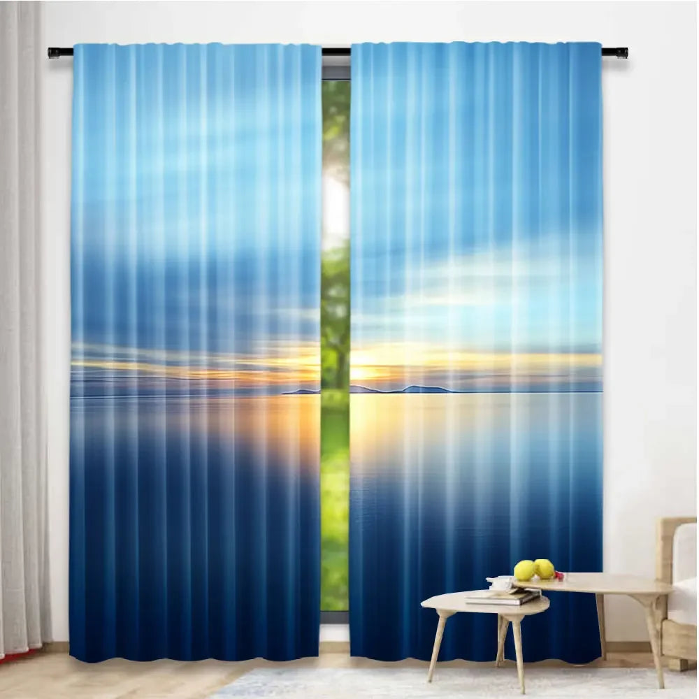 Blue Curtain Romantic Scenery Photoart Dusk Sunset Over in USA