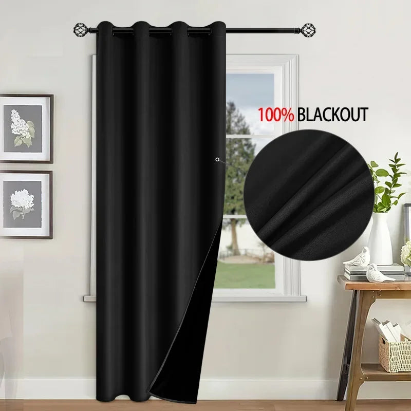 Solid Color Blackout Curtains Thermal Insulated Darkening Curtain in USA