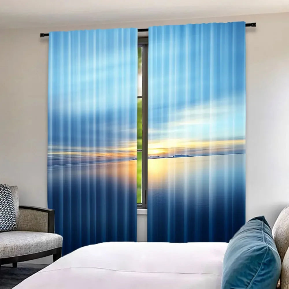 Blue Curtain Romantic Scenery Photoart Dusk Sunset Over in USA