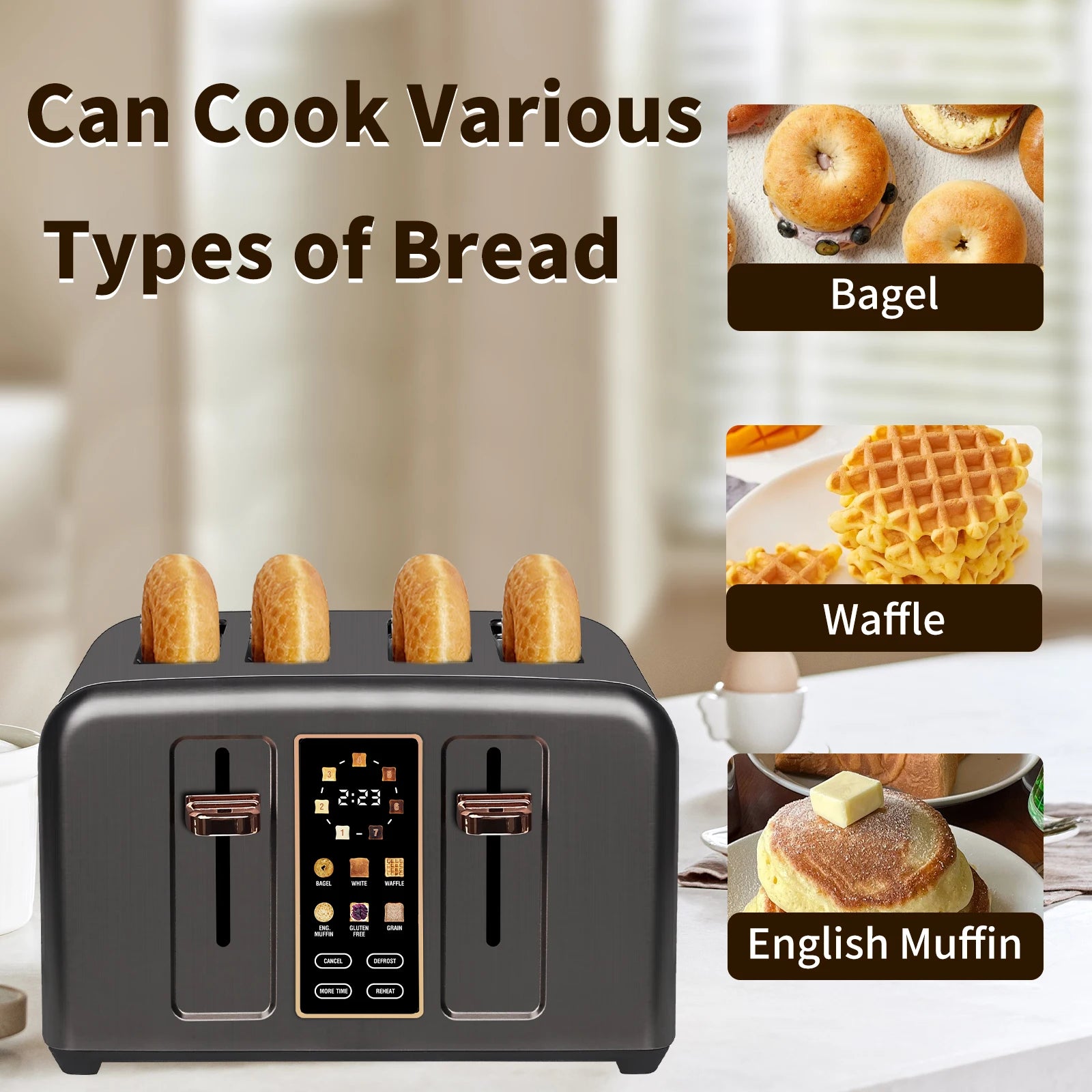 Toaster Slice,Stainless,LCD Display & Touch Buttons IN USA.